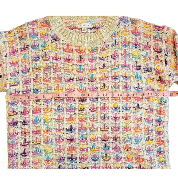 Anthropologie Stellah Multicolor Metallic Knit Sweater Small - Picture 9 of 11